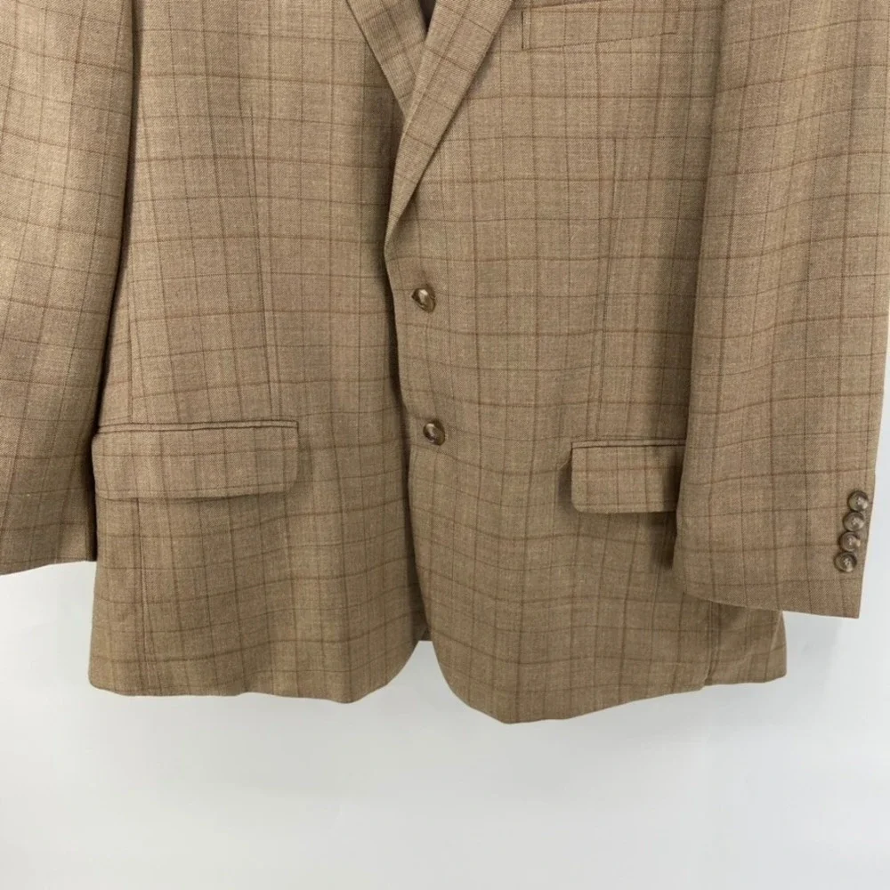 Jos A Bank Sport Coat 46R Brown Wool Silk‎ Blend Two Button Blazer Suit Jacket